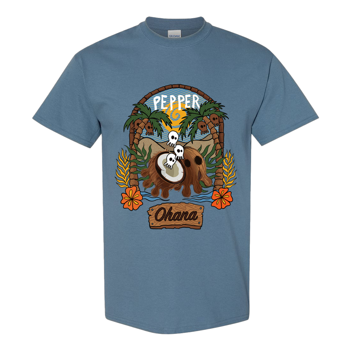 Ohana Skullconuts Blue Tee | Pepper US