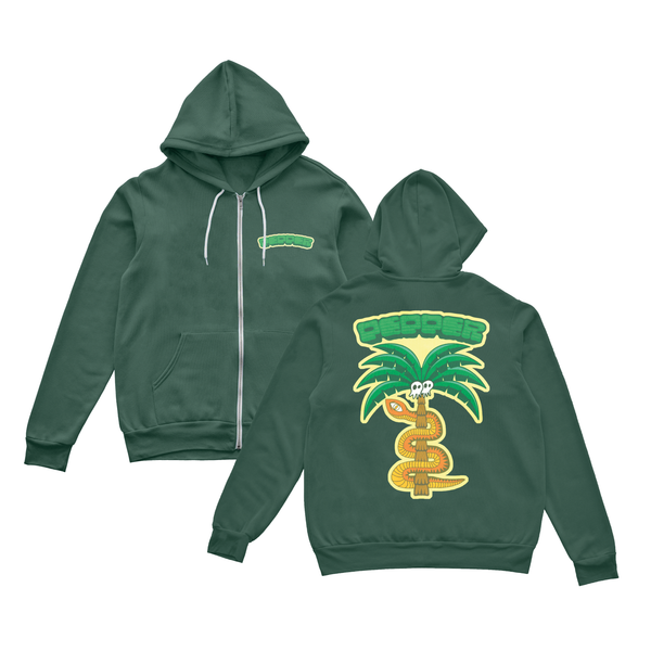 Snake Palm Tree Green Hoodie